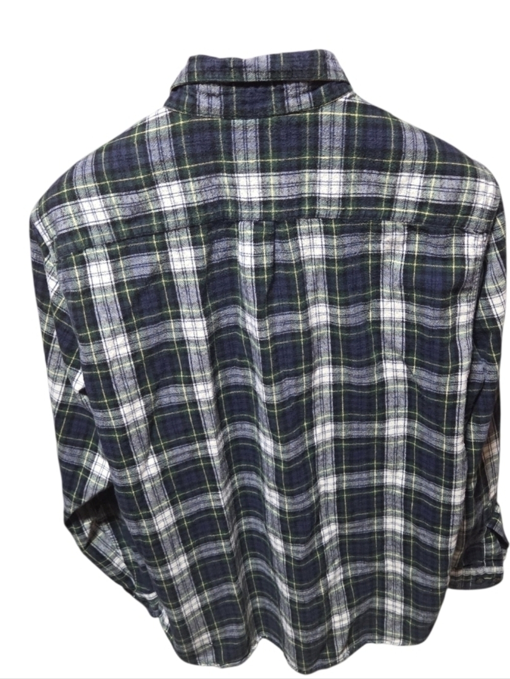 L.L. Bean Traditional Fit Scotch Plaid Flannel Shirt Blue Green Men's Size Large - Picture 2 of 4
